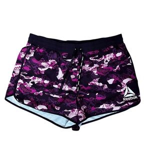 Reebok XL Women’s Shorts Pink Purple Elastic Waist Camo Design
